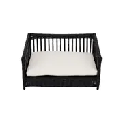 Teamson Pets 13.78" Clotho Outdoor Wicker Cat or Small Dog Daybed, Espresso/Cream