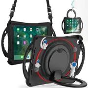 Catzon iPad Case Shockproof Case With Handle Stand Shoulder Strap for iPad 9.7 2018/2017/Pro9.7/Air2/Air-Black