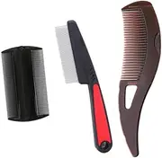 3PC Stainless Steel Fine Tooth Dandruff Remover Comb - Scalp Sweep Detoxing and Psoriasis Treatment