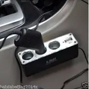Car 3 Holes Cigarette Lighter Socket Splitter USB Port Charge Vehicle Accessory