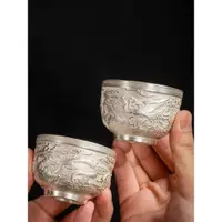 在飛比找蝦皮商城精選優惠-高檔純手工銀杯子瓷鎏真銀主人茶杯個人專用送禮品茗杯銀茶盞茶具