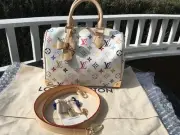 BNIB Louis Vuitton X Takashi Murakami 2025 Speedy 25 White Multicolor