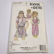 Kwik Sew 1551 Size 8-14 Girls' Jumper Jumpsuit Shirt
