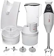 Bamix SwissLine Superbox Professional Immersion Blender 350W, includes 3x Blade Attachments, Wet/Dry Processor, SliceSy Attachments and Bench Stand, Light Grey