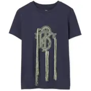 Tory Burch Buddy Logo Tee Top T-Shirt Navy XS