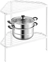 MOTRAIN 2-Tier White Stove Corner Rack & Exhaust Cover, Pan Rest, High Pot Rest, Space-Saving Tower Design, White, 13.3" x 8.8" x 11.4"(34 * 22.5 * 29cm)