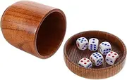 PHENOFICE Bar Supplies 1 Wooden Dice Cup with 5 Dice for Party Dices Games Social Entertaining