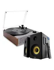 [Victrola] Eastwood II Turntable - Walnut + Bundled Majority D40 Bluetooth Speakers
