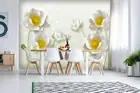 3D White Lotus Flora Wallpaper Wall Murals Removable Wallpaper