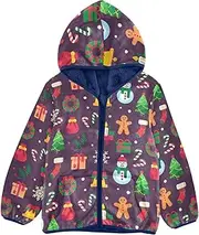 [GuoChe] Baby Boy Fleece Jacket Xmas Green Tree Holidays Snowflake Gingerbread Toddler Girl Fleece Navy Blue Stylish Baby Boy