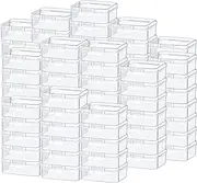 SATINIOR 100 Pcs Clear Plastic Beads Storage Containers Box Small Clear Box with Hinged Lid Small Plastic Case Mini Square Arts Crafts Storage Boxes Organizers for Small Items (2.1 x 2.1 x 0.8 Inch)