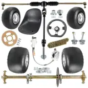 Full set Go Kart 32''Rear axle 5'' Wheel Tires Steering Spindle Kit Mini Bike