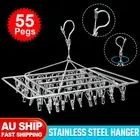 55pc Pegs Sock Hanger Laundry Clothes Underwear Airer Dryer Stainless Steel Rack