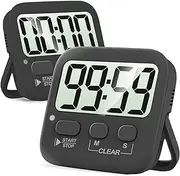 Antonki 2 Pack Digital Timer for Kids, Magnetic Countdown Kitchen Timers for Cooking, Egg, Classroom, Teacher, Exercise, Study, Oven - Battery Included