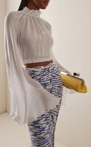 [Francesca Miranda] Exclusive Nero Ruffled Silk Top