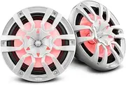 DS18 NXL-10 Hydro – 10” White 2-Way Speaker with Bullet Tweeter, 900W Max, 300W RMS, 100% UV Stable, IP65 Marine Grade Specs, 4 Ohms, Integrated RGB LED Lighting (2 Speakers)