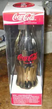 RARE 1995 SILVER PLATED COCA COLA BOTTLE COKE NIB SANTA CLAUS