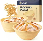 Silicone Banneton Bread Proofing Baskets Set 2, 9 Round and 10 Oval Foldable for