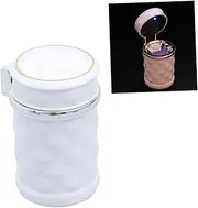 MUELODSIC 2Pcs LED Car Ashtray with Lid Non Slip Portable for Safe Disposal Odourless Design for Vehicle Easy to Clean Creative Trash Bin for Smokers White