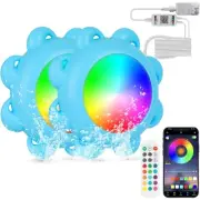 2 Pack LED Pool Lights Remote Control Underwater Color Changing Timer