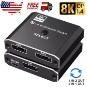US Bi-directional DP Switch Displayport 1.4 Switcher Splitter 8K 4K 2X1 or 1X2
