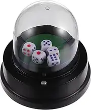 KOMBIUDA 1 Set Electric Dice Cup with Dice Automatic Roller for Parties Bars Game Nights Compact Design Easy to Clean No Battery Required for Craps Backgammon
