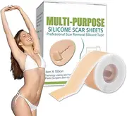 Silicone Scar Sheets(1.6'' x 60''Roll-1.5M), Scar Removal Soft Silicone Gel Scar Tape Roll for Surgical Scars, Medical Grade Scar Silicone Strips for C-Section Tummy Tuck Keloids Surgery Burn Acne