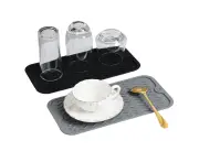 Placemat coaster silicone wave drain mat fruit and vegetable tableware drain mat non-slip insulated placemat dry Water filter pad-Black Grey