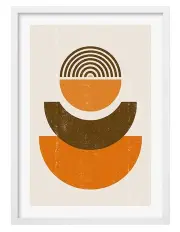 [Profile Australia] Australian Made Orange Boho Sun Shapes Art Print A2 in White Frame