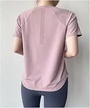 [ZTRZHCHYA] Sportswear Woman Gym Yoga Clothes Women T-Shirt Short Sleeve Quick Dry Fitness Top Breathable Running Shirt Yoga Wear(Pink,Large)