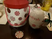 Coldwater Creek Tea for One Teapot/Cup Refresh Christmas NIB Made in California