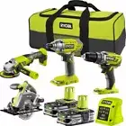 4 PIECE RYOBI ONE+ 18V Cordless Tool Kit Drill Driver Circular Saw Angle Grinder