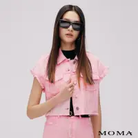 在飛比找momo購物網優惠-【MOMA】酷甜抽鬚牛仔背心(粉色)