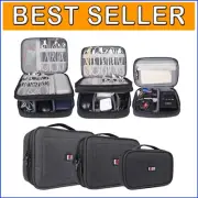 Multi-Purpose Electronic Organizer Bag Set: Travel Friendly 3-Pieces in Black