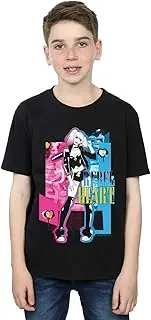 [Absolute Cult] DC Comics Boys Harley Quinn Rebel Heart T-Shirt Black 5-6 Years