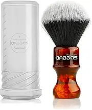 Anbbas Synthetic Badger Shaving Brush with Resin Handle,Nylon Bristles Hair Lathering Foam Brush for Men Travel Professional Wet Shaving(Amber,24 mm Knot)
