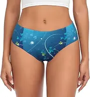 [SAAKE] Blue Mini Flower Swirl Print Women's Briefs XS S M L XL XXL 3XL 4XL Plus Size Briefs Bikini Ladies Underpants