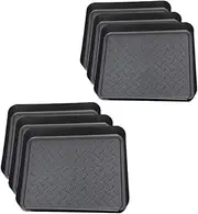 HOMSFOU 6-piece Metal Boot Tray Set Small Entryway Shoe Mat Plastic Decorative Shoe Trays for Boots Plant Pots Pet Bowls Indoor Outdoor Use