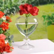 Glass Flower Planter Heart Glass Vase Standing Home Decoration Flower Vase Decor