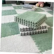 10pcs Plush Puzzle Foam Floor Mat, Soft Fluffy Interlocking Square Foam Tiles