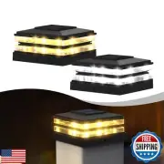 EXCMARK 2 Pack 4x4 Solar Post Cap Lights Outdoor Waterproof Fence Deck Post L