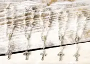 96 Silver Mini Rosary Baptism Keepsake Favors Recuerdos Bautizo Comunion Rosario