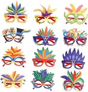 Yardenfun 12Pcs Decorative Party Glasses for Carnival and Masquerade Lightweight Novelty Eyewear Fun Photo Props for Xmas and Festive Celebrations