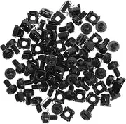 CIYODO 50pcs Nut Racks Screws Server Shelf Cage Nuts Screw for Enclosures Square Insert Nuts Mounting Cage Nuts Server Cabinet Cage Nuts Screw for Cabinet Carbon Steel Black