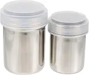 Zerodeko 2Pcs Stainless Steel Seasoning Pots Spice Containers with Lids Moisture Design for Keeping Condiments Fresh and Easy to Clean