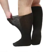 Extra Wide Socks for Swollen Feet Wide Bariatric Socks None Binding Diabetic Hospital Socks with Grip for Men Women Black plus size