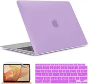 [IBENZER] MacBook Air 13 Inch Case 2018 Release New Version A1932, Soft Touch Hard Case Shell Cover for Apple MacBook Air 13 Retina with Touch ID with Keyboard and Screen Cover,Purple,MMA-T13PU+2