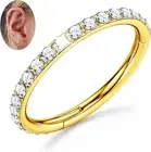Clear CZ Nose Rings Hoop - 316L Surgical Steel Body Piercing Hoop Clicker 20G/18