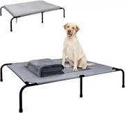 Outdoor Dog Elevated Bed for Large Dogs with Plush Mat, Durable Washable Raised Dog Beds, Indestructible Cooling Dogs Beds, Chew Proof Pet Cot Hammock for Large Breathable Outside (L)