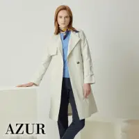 在飛比找momo購物網優惠-【AZUR】經典質感翻領長版綁帶風衣